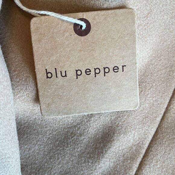 Blu Pepper Lapel Collar Vest Overcoat size M NWT Camel - Picture 3 of 6